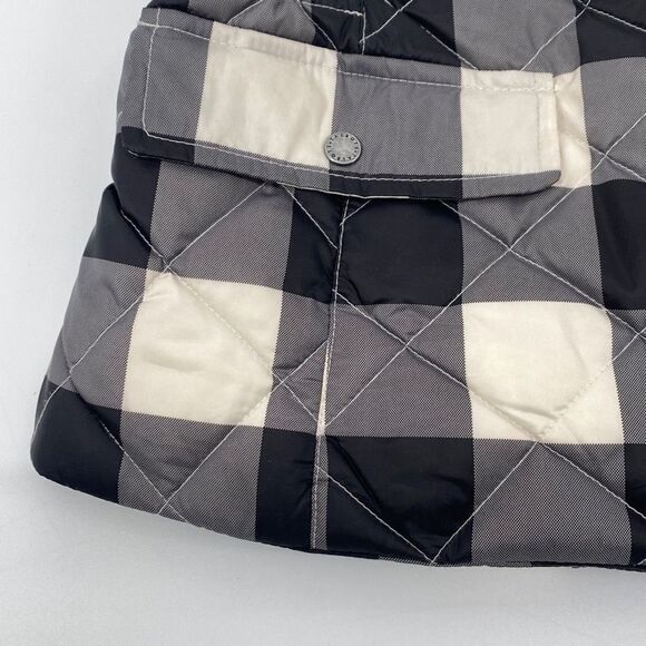 Talbots Down Filled Buffalo Vest Puffer Quilted Check Plaid Zip-Up Black Cream S - Picture 7 of 14